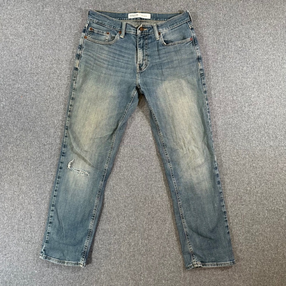 Signature Jeans Mens 29x30 S67 Athletic Blue Distressed Signature by Levi